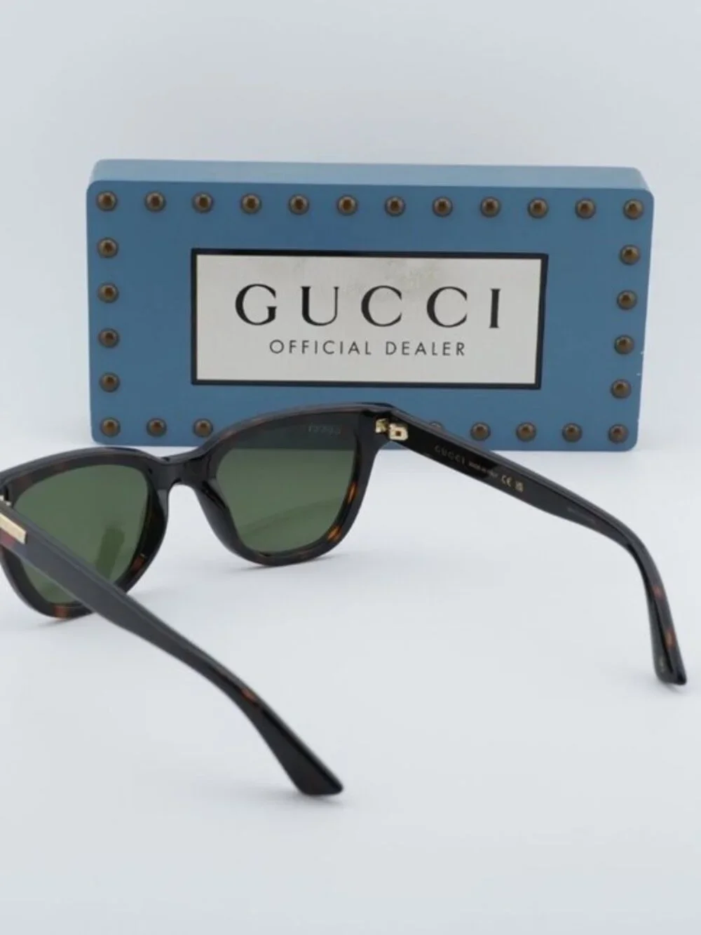 Gucci GG1116S 002 Unisex Square Sunglasses - Havana / Green - Picture 4 of 11